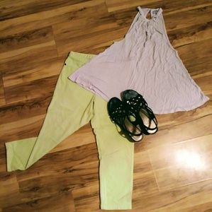 Highlighter Yellow Capri Jeggings